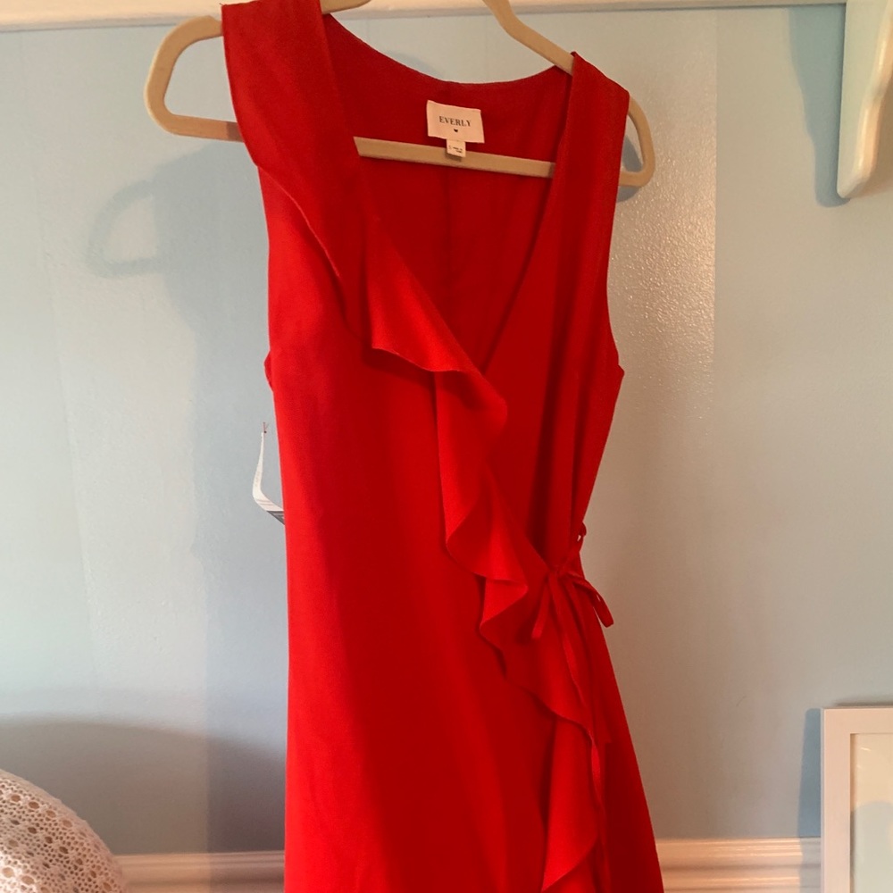 NWT Dress Up Everly red wrap dress ruffle small